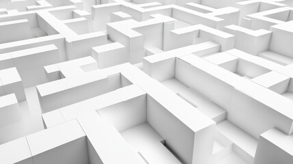 Abstract white maze, complex structure. Illustrates concepts of challenge, complexity, and finding a path.