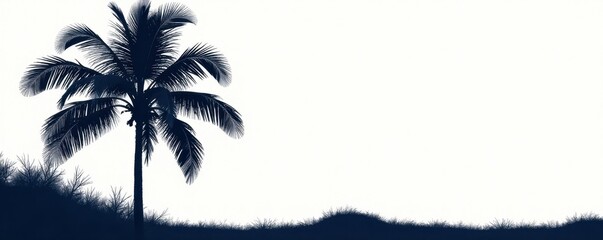 Dark palm silhouettes on white, simple clean lines, background, photography, tree