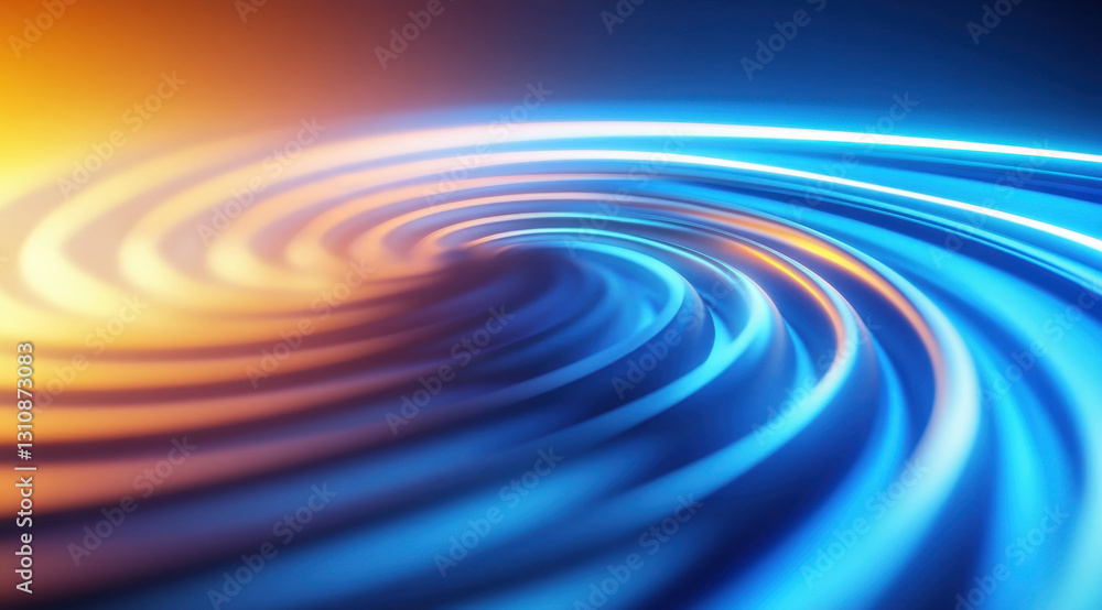 Wall mural abstract background with glowing blue and orange swirling lines, creating dynamic and vibrant visual