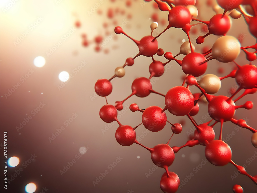 Aufkleber abstract 3d red and gold molecular structure backgrounds and