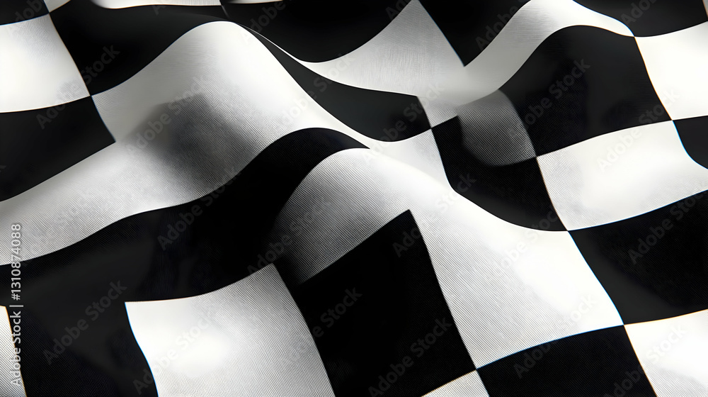 Aufkleber abstract 3d render of wavy checkered flag background patterned