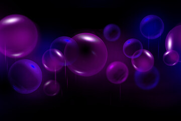 Abstract geometric circle soft light blue purple bokeh on black background for Modern graphic business technology digital design illustration web template backdrop desktop wallpaper bubbles banner