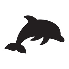 Obraz premium Silhouette of a black dolphin swimming