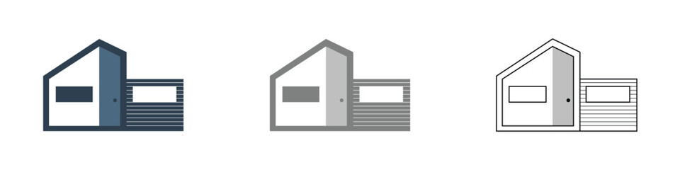 3 Pack Bundle of Modern Minimal House Flat Vector