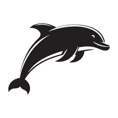 Fototapeta premium Silhouette of a black dolphin swimming