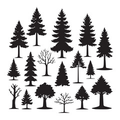 A set of black forest tree silhouettes collection