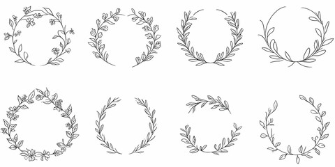 Elegant Black And White Floral Wreath Design Illustration
