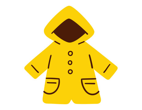 yellow raincoat with hood, simple design clip art preview