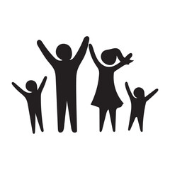 A happy family silhouette icon vector art design on white background