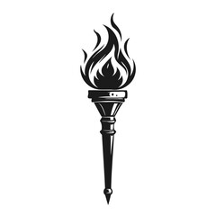 High-Quality Torch Silhouette in Black | Hand-Sketched, Realistic, Transparent Background PNG & Vector