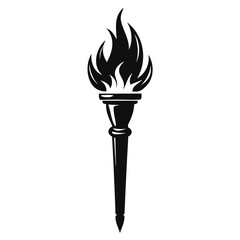 High-Quality Torch Silhouette in Black | Hand-Sketched, Realistic, Transparent Background PNG & Vector