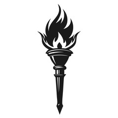 High-Quality Torch Silhouette in Black | Hand-Sketched, Realistic, Transparent Background PNG & Vector