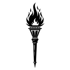 High-Quality Torch Silhouette in Black | Hand-Sketched, Realistic, Transparent Background PNG & Vector