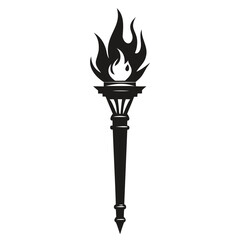 Torch Clipart Black Silhouette | Detailed Hand-Drawn Torch Illustration Isolated on Transparent Background PNG & Vector