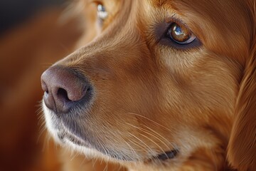 Close-up Portrait of a Golden Retriever Dog with Expressive Eyes and Beautiful Fur