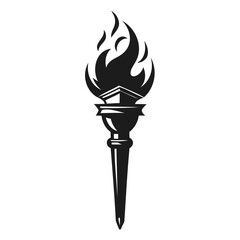 Torch Clipart Black Silhouette | Detailed Hand-Drawn Torch Illustration Isolated on Transparent Background PNG & Vector