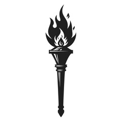 Realistic Torch Black Silhouette | Hand-Drawn & Detailed Fire Torch Vector Isolated on Transparent Background