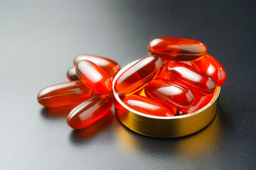 Oil filled capsules, softgel of food supplements, fish oil, omega 3, vitamin D3, vitamin E