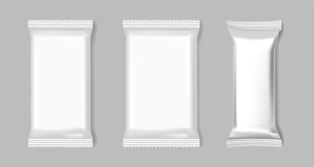 Set of packing mockup on a gray background. Vector illustration. Perfect for use template your design, promo, adv.