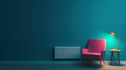 Cozy Living Room Corner with Pink Chair and Modern Lamp