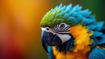Obraz premium A colorful conure with vibrant blue, green, and yellow feathers, showcasing its striking plumage.