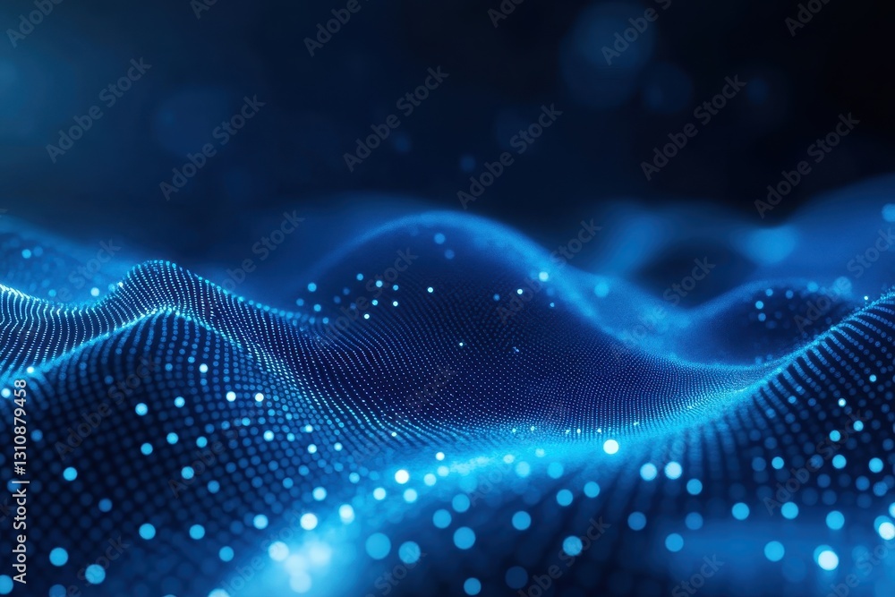 Aufkleber abstract blue digital wave pattern, glowing dots create a flowing, dynamic texture. ideal for tech, 