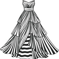 Tiered Maxi Dress technical fashion illustration