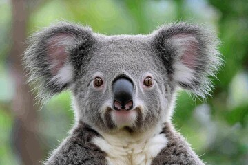 Naklejka premium Captivating Close-Up Portrait of a Koala Phascolarctos cinereus with Expressive Features