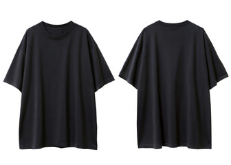 Plain Black Oversized T-shirt Front and Back for Streetwear, in Transparent Background
