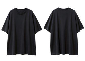 Plain Black Oversized T-shirt Front and Back for Streetwear, in Transparent Background