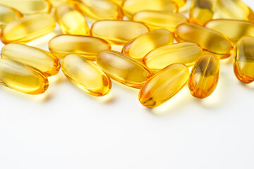 Fish oil capsules with omega 3, omega 9, vitamin D, vitamin E, Cod liver oil, evening primrose oil, borage