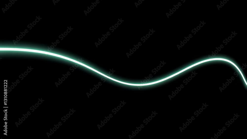 Poster cyan luminescent streak curving dynamically, creating sleek futuristic energy wave against deep mini