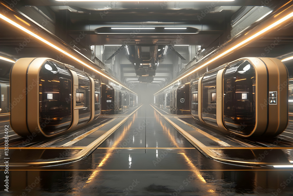 Poster futuristic corridor 3d render abstract background design image