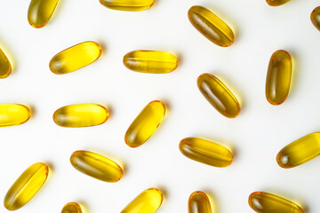 Fish oil capsules with omega 3, omega 9, vitamin D, vitamin E, Cod liver oil, evening primrose oil,...