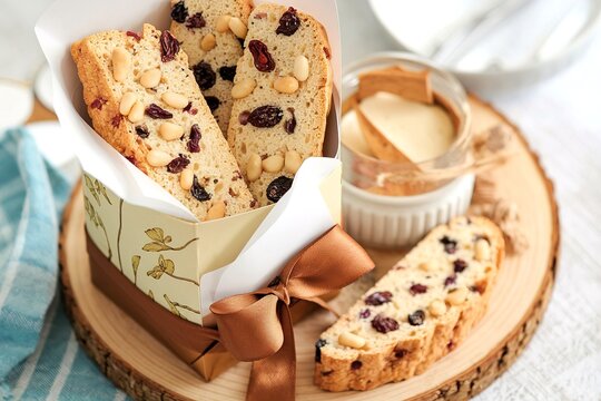 Biscotti with dried fruits and pine nuts