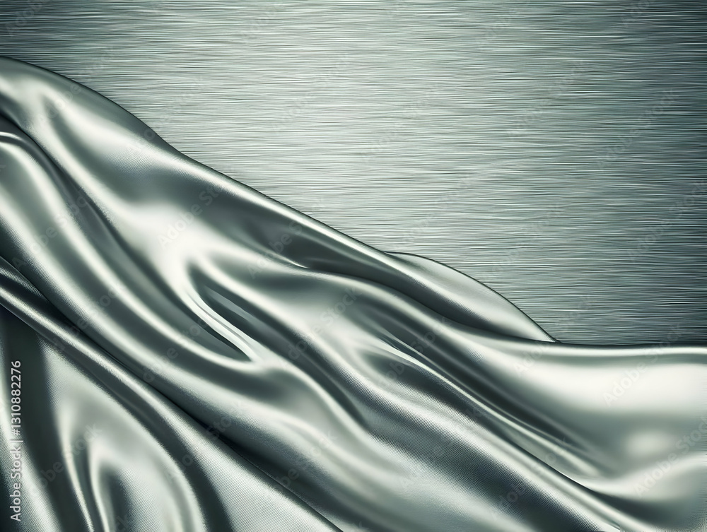 Poster silver fabric drape abstract background 3d rendered image in studio