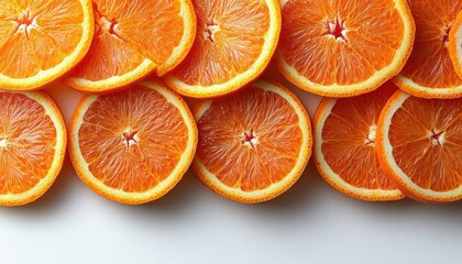 Orange Slices, Top View, White Background