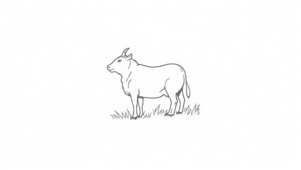 Obraz premium Farm animal coloring page featuring a cow standing on grass