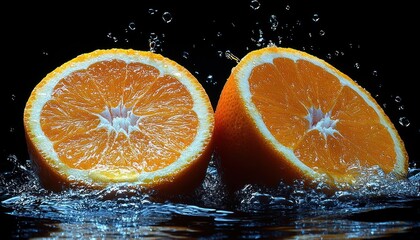 Orange Slices Splashing Water