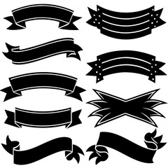 Vintage & Modern Ribbon Silhouette Vector Collection