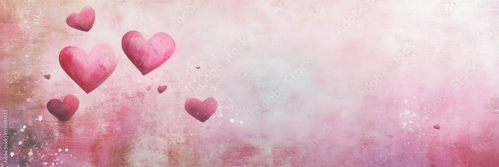 Poster soft pink abstract background featuring floating hearts and delicate textures perfect for romantic t