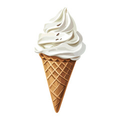 frozen yogurt with creamy white swirl served in crispy waffle bowl isolated on transparent background Generative Ai.