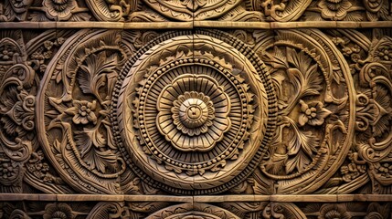 wood carvings, detailed displays of carved wood, decorations depicting flowers, displaying intricate craftsmanship and artistic designs