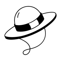 A doodle style vector icon of safari hat 
