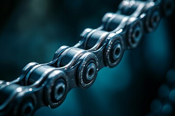 Close Up Image Of A Silver Metal Bicycle Chain