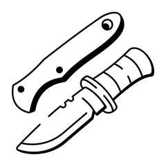 A doodle style icon depicting knife with protection case 