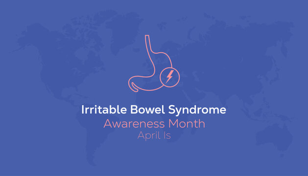 April is Irritable Bowel Syndrome Awareness Month. Vector template Design for banner, greeting card, poster, prints, social media post ,flyer , T shirt with background.