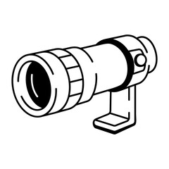 A hand drawn style icon of telephone lens 