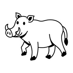 A hand drawn style icon of wild warthog 