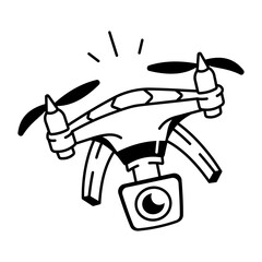 Drone camera icon in hand drawn style 